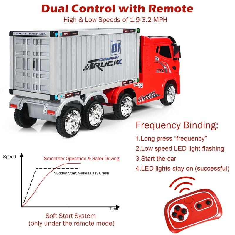 Eletriclife 12V Kids Semi-Truck with Container and Remote Control